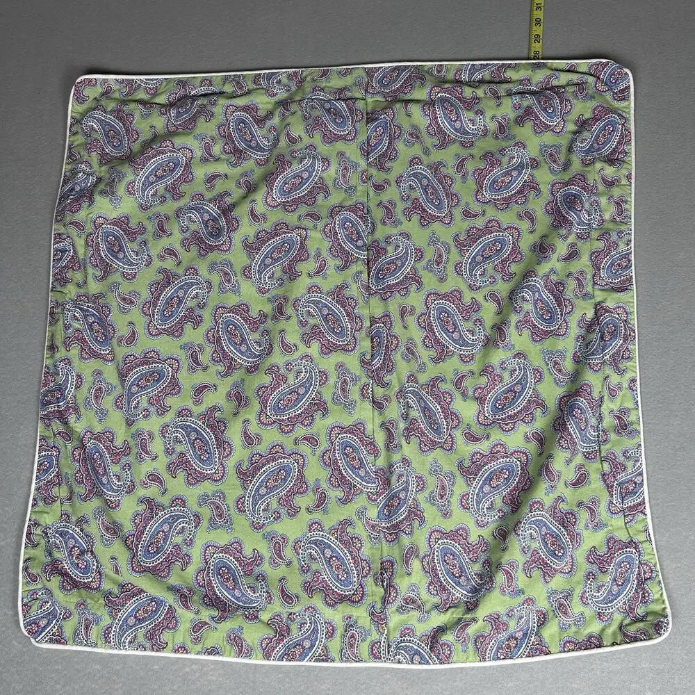 Vintage Ralph Lauren STUDIO PAISLEY only 1 European Pillow Shams Greenvale Green